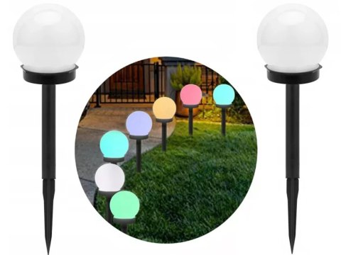 4x lampa solarna ogrodowa kula rgb wbijana 10 cm