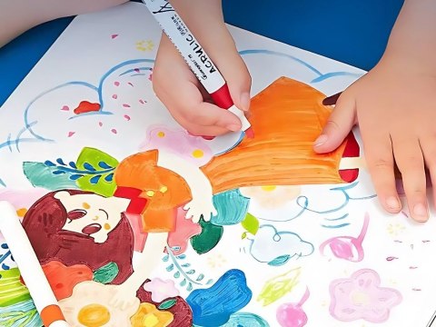 MARKERY AKRYLOWE 12 SZT KOLOROWE DO SZKŁA PLASTIKU METALU DREWNA + ETUI