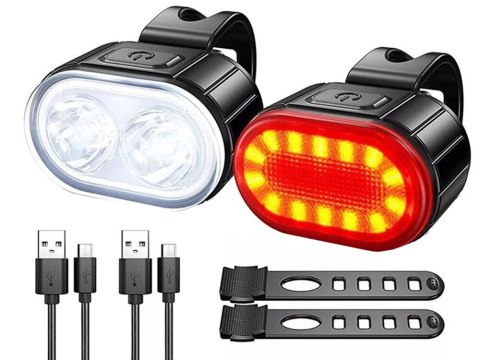 Lampka rowerowa światło przód tył led na rower kierownicę mocna usb jasna