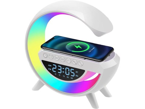 Lampka led rgb gamingowa ładowarka indukcyjna głośnik budzik radio zegar
