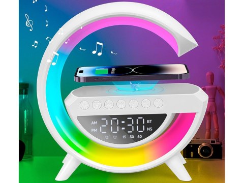 Lampka led rgb gamingowa ładowarka indukcyjna głośnik budzik radio zegar