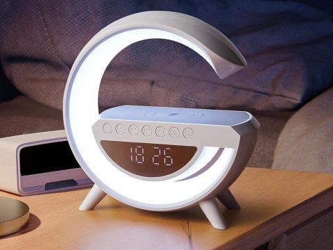 Lampka led rgb gamingowa ładowarka indukcyjna głośnik budzik radio zegar