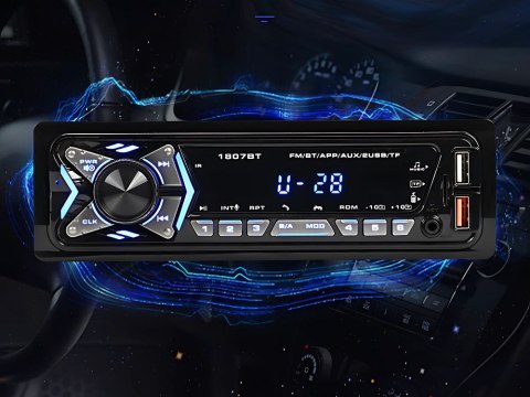Radio samochodowe bluetooth usb aux sd 1-din zestaw głośnomówiący pilot