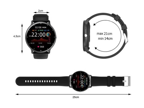 Smartwatch zegarek damski męski gumowy pasek sport bluetooth rozmowy