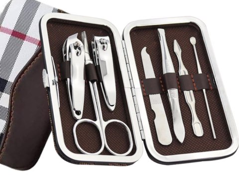 Zestaw do paznokci przybornik manicure pedicure etui cążki 7 elementów