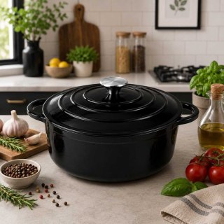 EMALIOWANY GARNEK ŻELIWNY 28cm 5,9L CZARNY 7729