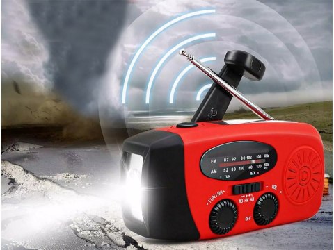 Radio latarka akumulatorowe solarne dynamo na korbkę powerbank usb awaryjne