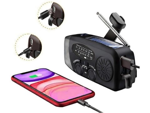 Radio latarka akumulatorowe solarne dynamo na korbkę powerbank usb awaryjne