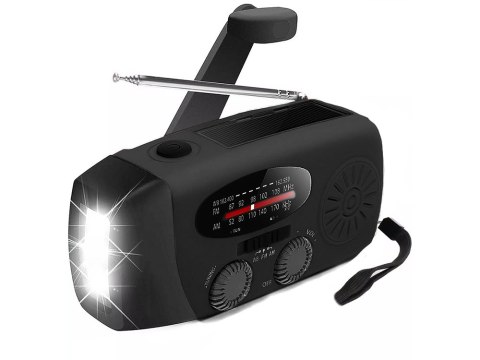 Radio latarka akumulatorowe solarne dynamo na korbkę powerbank usb awaryjne