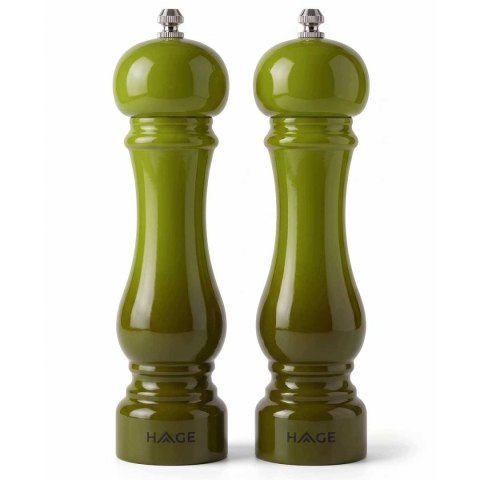 ZESTAW RĘCZNYCH MŁYNKÓW DO PIEPRZU I SOLI 22cm HAGE OLIVE
