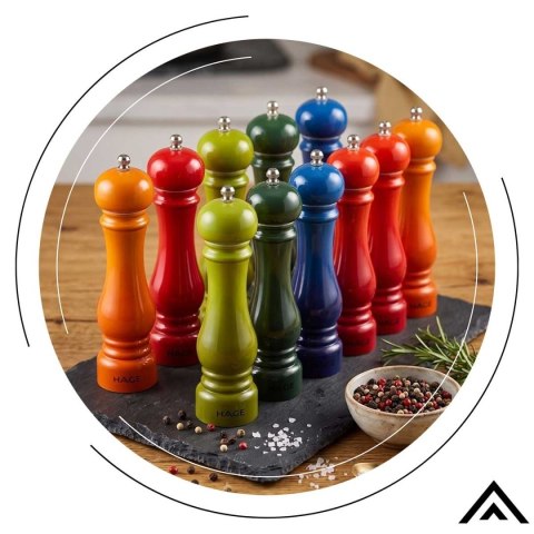 ZESTAW RĘCZNYCH MŁYNKÓW DO PIEPRZU I SOLI 22cm HAGE OLIVE