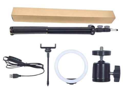 Lampa pierścieniowa led ring + uchwyt na telefon + statyw 100cm 3 odcienie