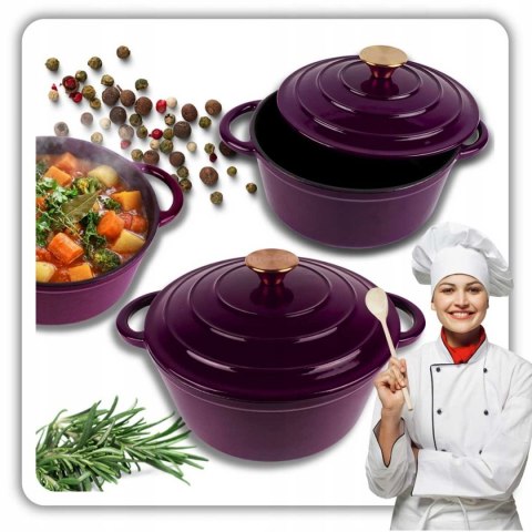 EMALIOWANY GARNEK ŻELIWNY 26cm 5L HAGE EGGPLANT