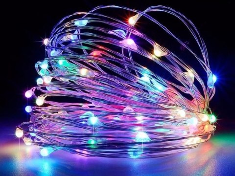 Lampki druciki 100 led na baterie 10m multikolor