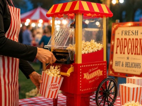 Maszyna maszynka urządzenie do popcornu retro 1200w beztłuszczowa