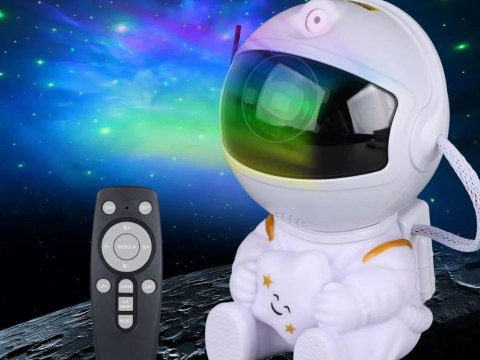 Projektor gwiazd astronauta galaktyka lampka nocna niebo laserowy led pilot