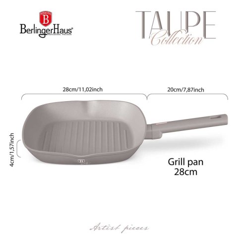 PATELNIA GRILLOWA TYTANOWA 28cm BERLINGER HAUS BH-8096 TAUPE