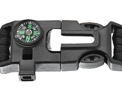 BRANSOLETKA SURVIVAL OPASKA 5W1 KOMPAS KRZESIWO LINKA OSTRZE LINKA PARACORD