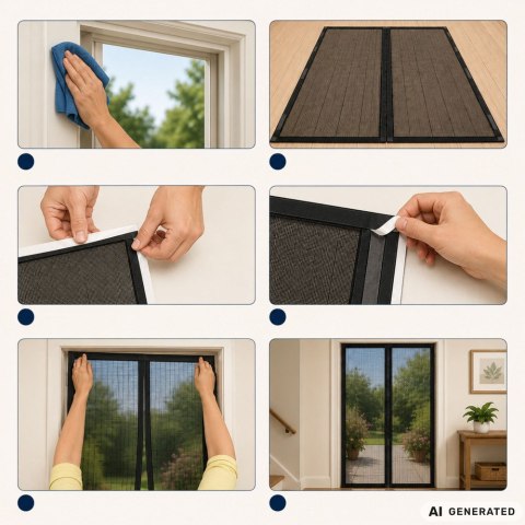 Moskitiera magnetyczna na drzwi balkonowe drzwiowa mocna siatka 100x210