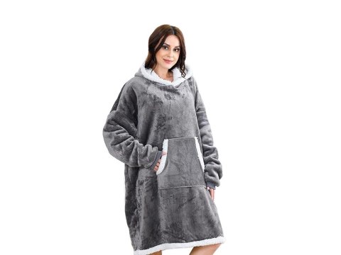 Bluza ciepła koc oversize xxl 2w1 gruba futrzak miękka z kapturem szlafrok
