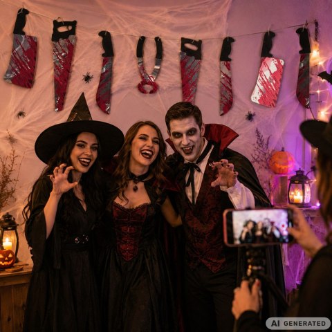 Girlanda halloween 2m noże narzędzia tasak zakrwawione dekoracja halloween