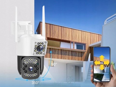 Kamera z dwoma obiektywami ethernet zewnętrzna obrotowa detektor ruchu ip 4g