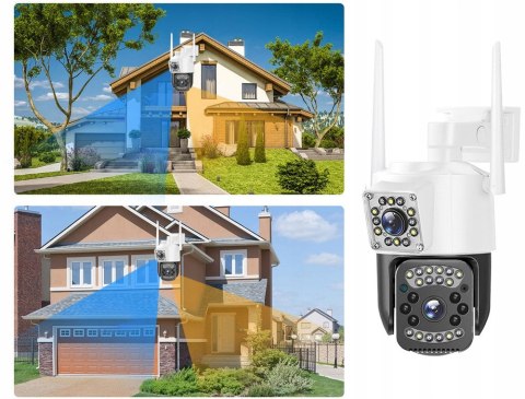 Kamera z dwoma obiektywami ethernet zewnętrzna obrotowa detektor ruchu ip 4g