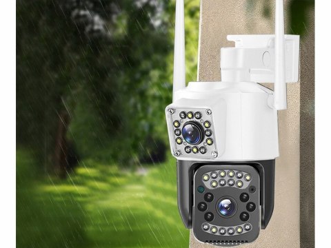 Kamera z dwoma obiektywami ethernet zewnętrzna obrotowa detektor ruchu ip 4g