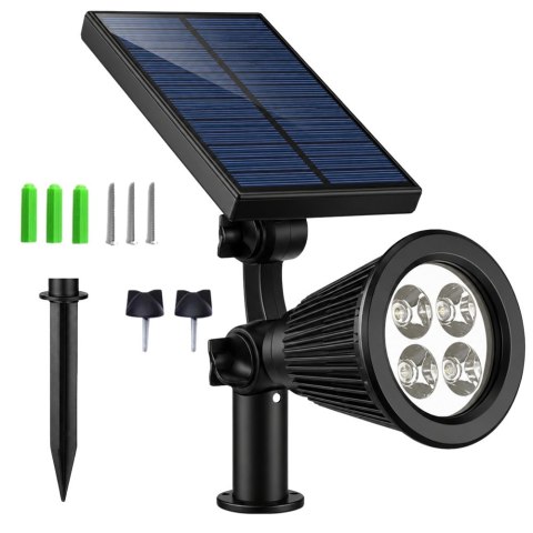 LAMPA OGRODOWA SOLARNA WBIJANA LAMPKA 4 LED 3 TRYBY CZUJNIK ZMIERZCHU