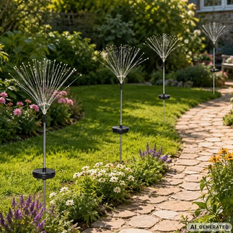 LAMPA SOLARNA OGRODOWA LED DMUCHAWIEC FAJERWERK NA SZPIKULCU DO OGRODU