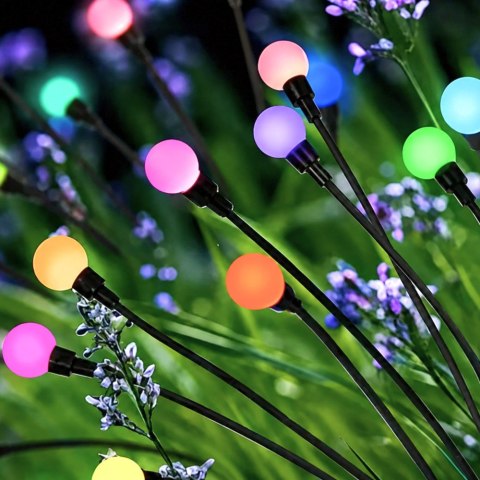 LAMPKI OGRODOWE SOLARNE KULECZKI 2 SZTUKI PO 6 LAMPEK LED RGB DŁUGIE 70 CM