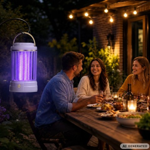 Lampa na komary owadobójcza uv led wisząca akumulatorowa 2 tryby z lampką