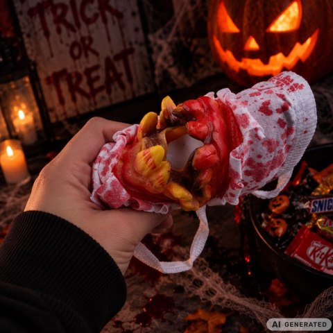Maska z zębami krwawa na halloweenowa horror przebranie strój na halloween
