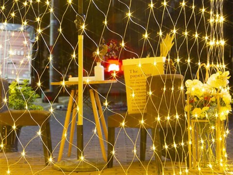 Siatka świetlna kurtyna 100 led lampki święta zewnętrzne biała ciepła 1x2m
