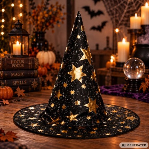 Strój przebranie kostium czarodziej czarodzieja halloween peleryna kapelusz