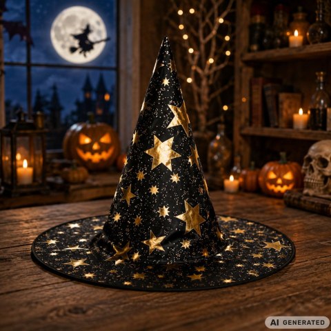 Strój przebranie kostium czarodziej czarodzieja halloween peleryna kapelusz