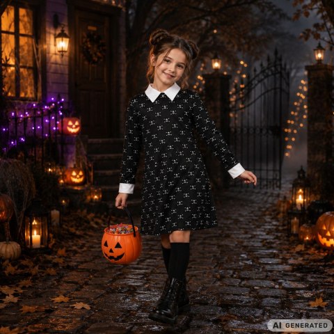 Sukienka wednesday addams strój kostium dla dzieci halloween przebranie 125
