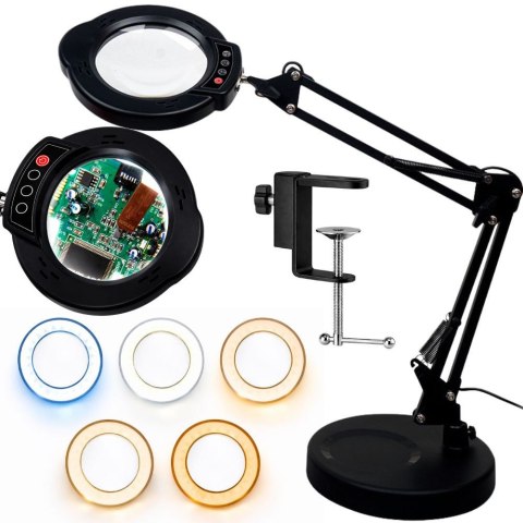Lampa lupa na biurko szkło powiększające lampka led dermatologiczna 10x