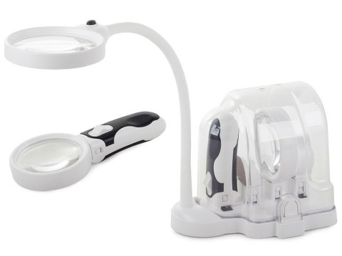 Lupa biurkowa ręczna 2w1 wymienne soczewki 6 led