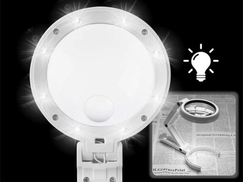 Lupa jubilerska biurkowa 5x 11x 8 led składana usb