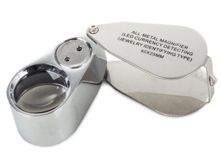 Lupa kieszonkowa składana 2 led uv metalowa 40x