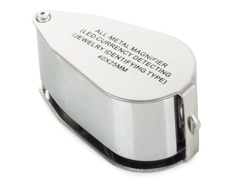 Lupa kieszonkowa składana 2 led uv metalowa 40x