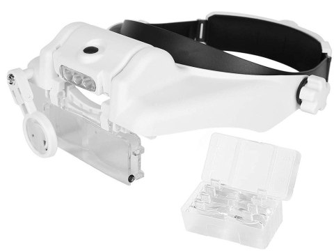 Lupa nagłowna czołowa okulary 3 led soczewki 13x