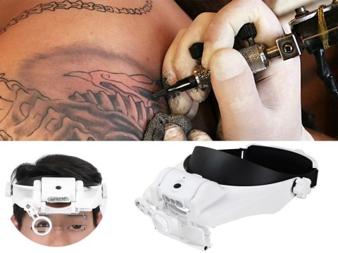 Lupa nagłowna czołowa okulary 3 led soczewki 13x