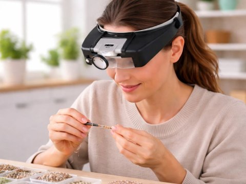 Lupa nagłowna regulowana okulary precyzyjne zegarmistrzowskie serwis 2 led