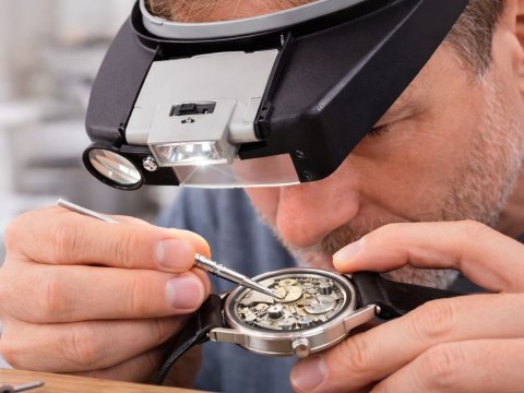 Lupa nagłowna regulowana okulary precyzyjne zegarmistrzowskie serwis 2 led