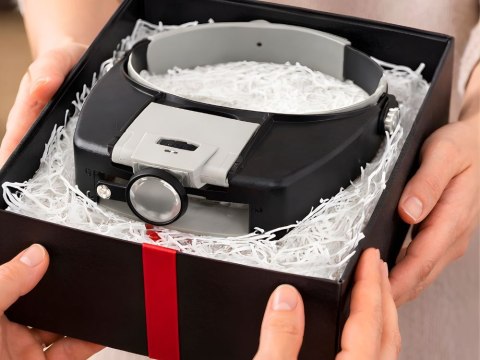 Lupa nagłowna regulowana okulary precyzyjne zegarmistrzowskie serwis 2 led