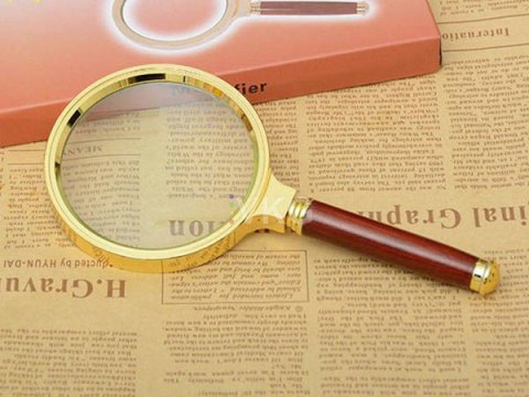 Lupa ręczna klasyczna 80mm złota szkło elegancka