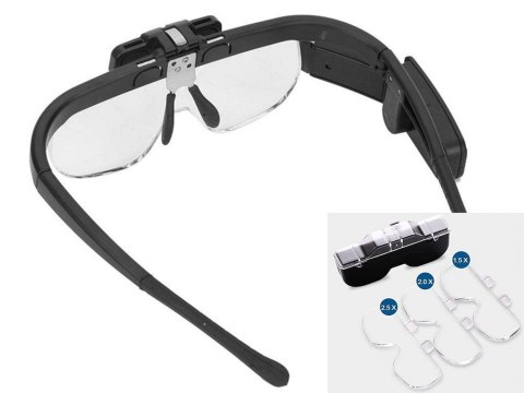 Okulary powiększające podświetlenie led lupa 4,5x