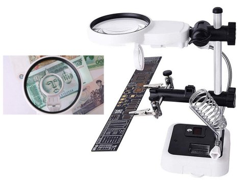 Trzecia ręka zestaw do lutowania uchwyt lupa 6 led